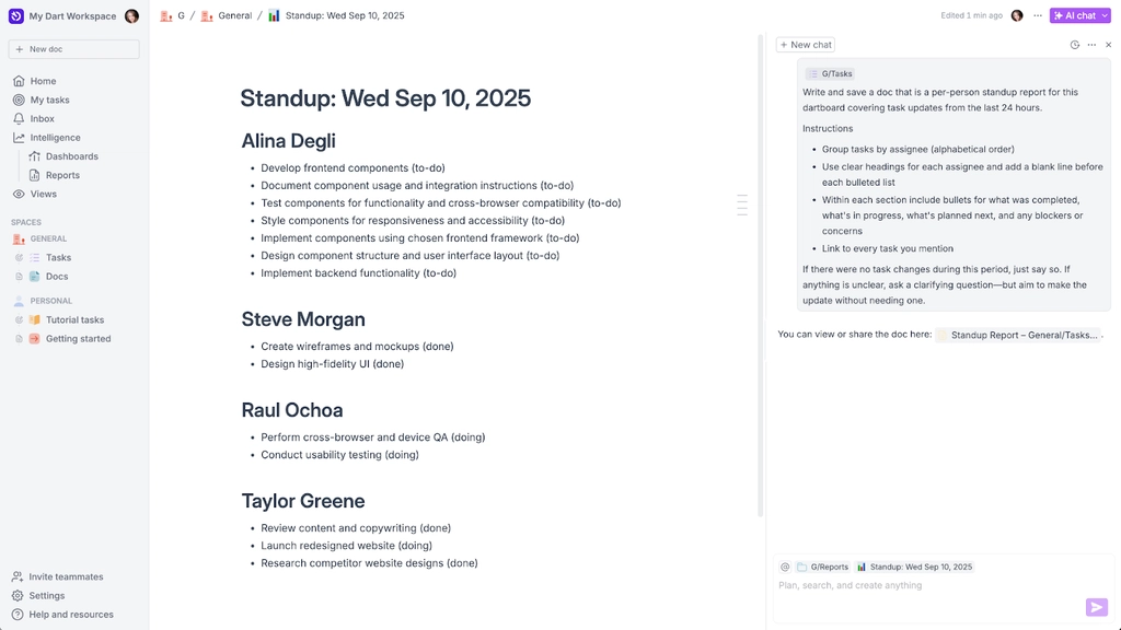 automatic status reports